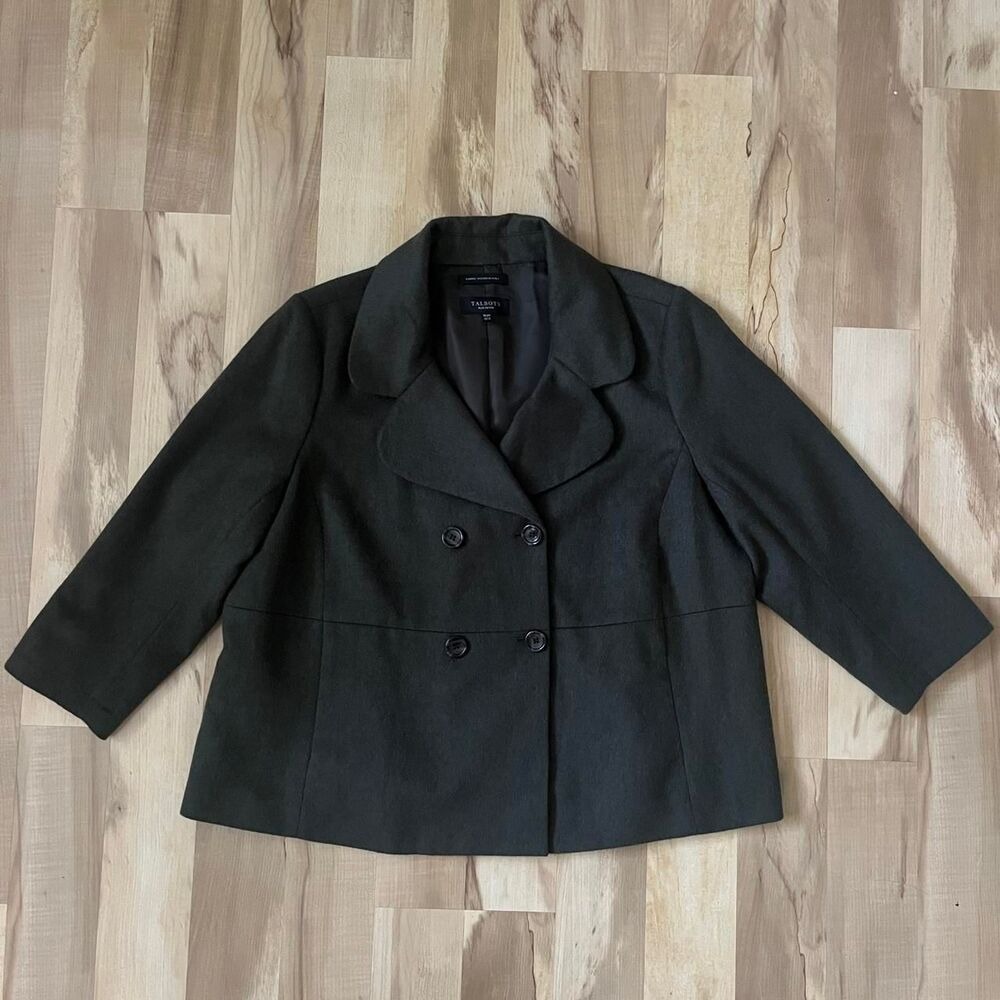 Talbots Coat Women's 18P Petite Hunter Green Wool Blend Classic Neutral Scandi